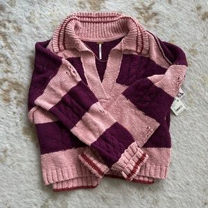 Free People Knit Rugby Style Sweater